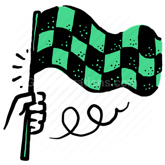 flag, start, race, racing, hand, gesture, flagging